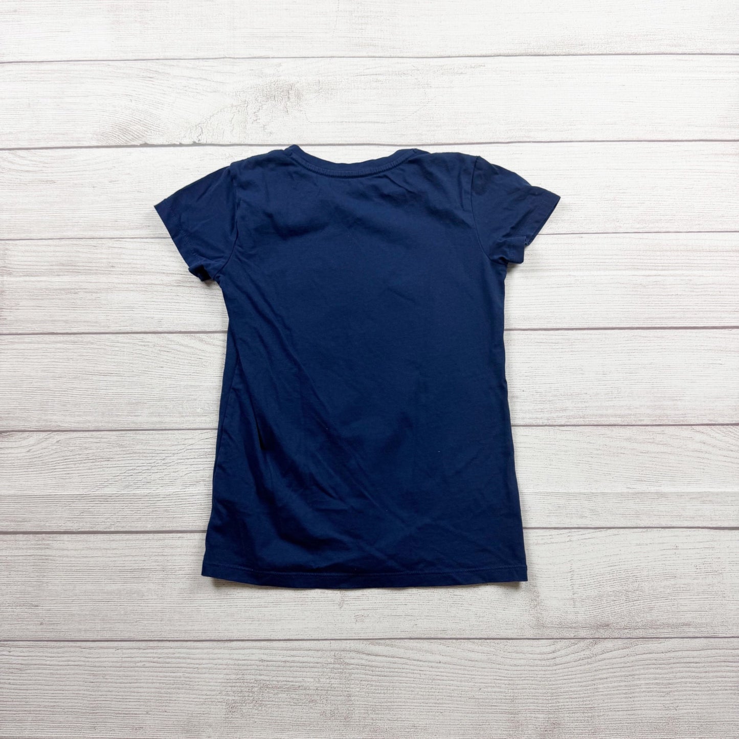Crewcuts Girls Navy Blue Firework Sequin Graphic Tee Cotton Short Sleeve M 8-9