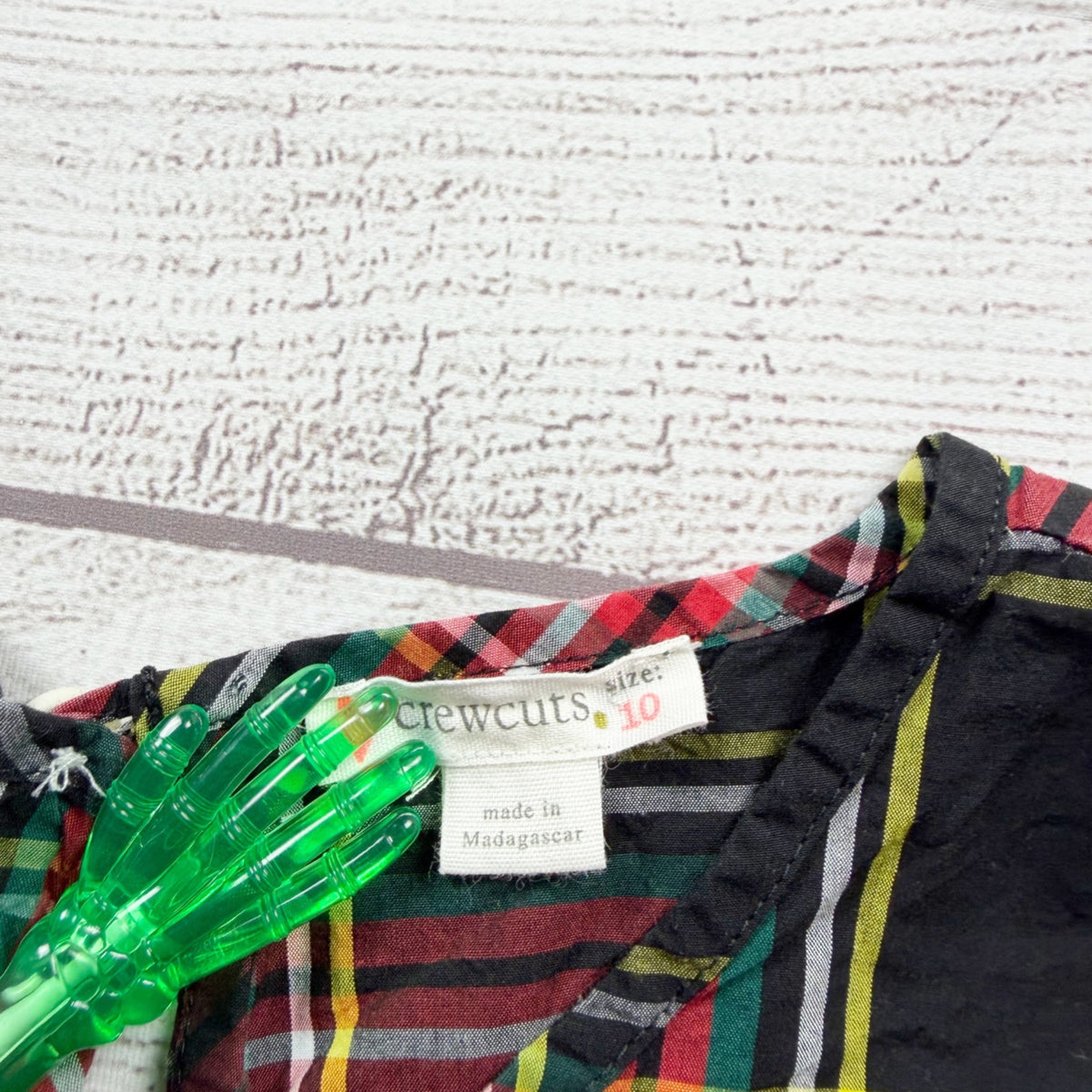 Crewcuts Girls Plaid Cotton Peplum Long Sleeve Blouse Multicolor 10