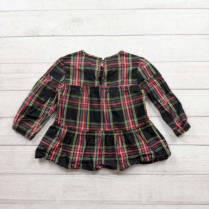 Crewcuts Girls Plaid Cotton Peplum Long Sleeve Blouse Multicolor 10