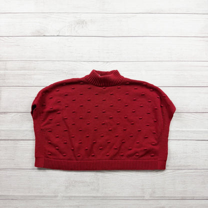 Carter’s Red Knitted Sweater Mock Neck Poncho Textured Polka Dot Popcorn 4T