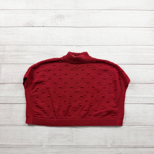 Carter’s Red Knitted Sweater Mock Neck Poncho Textured Polka Dot Popcorn 4T