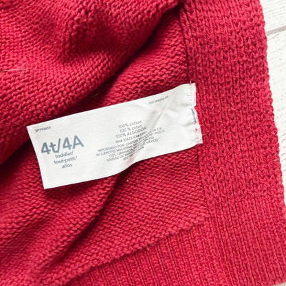 Carter’s Red Knitted Sweater Mock Neck Poncho Textured Polka Dot Popcorn 4T