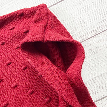 Carter’s Red Knitted Sweater Mock Neck Poncho Textured Polka Dot Popcorn 4T