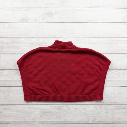 Carter’s Red Knitted Sweater Mock Neck Poncho Textured Polka Dot Popcorn 4T