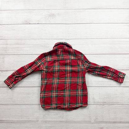 Carter’s Toddler Red & Green Plaid Button-Up Long-Sleeve Shirt 100% Cotton 4T