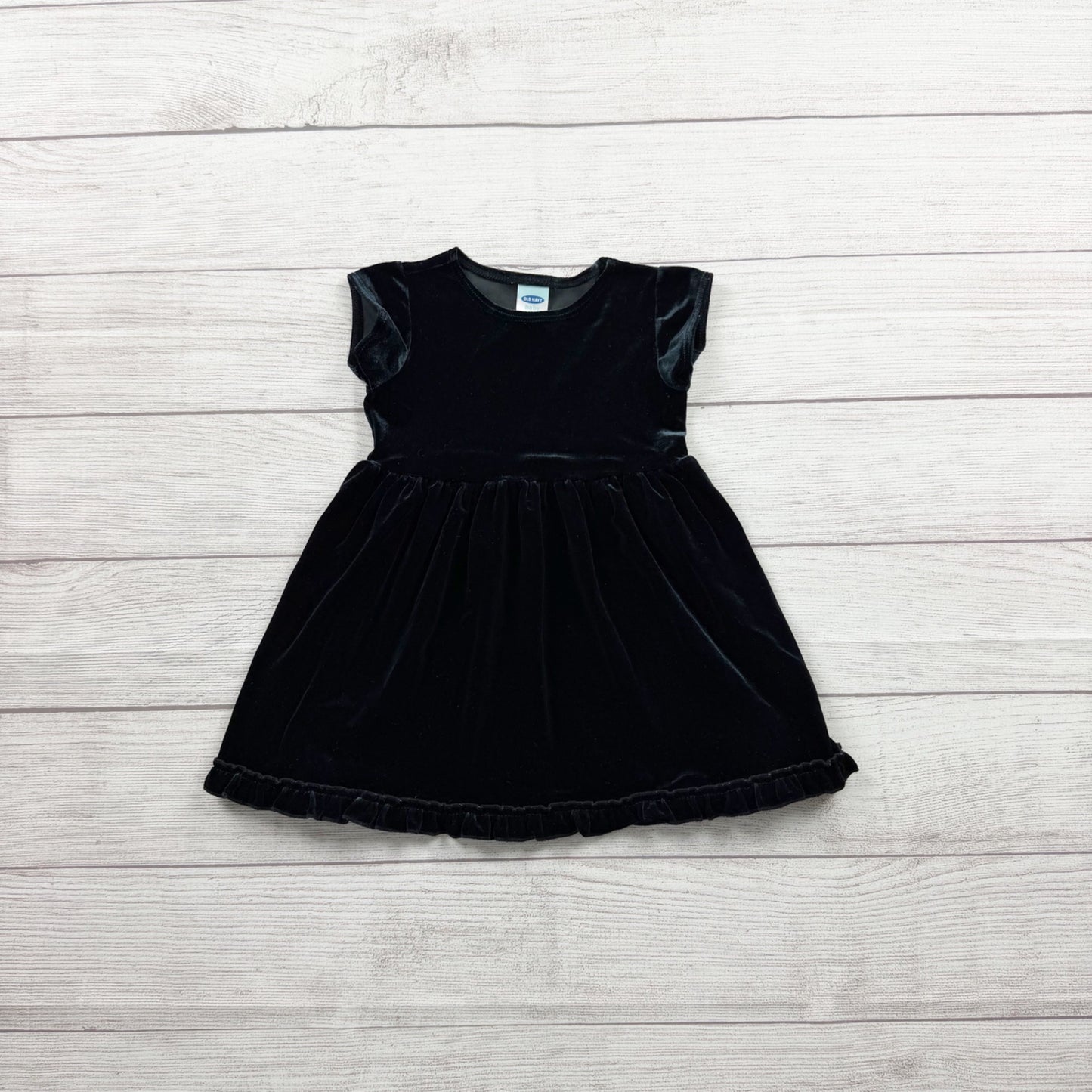 Vintage 2001 Old Navy Baby Girl Velvet Dress Black Holiday Party 12-18 Months