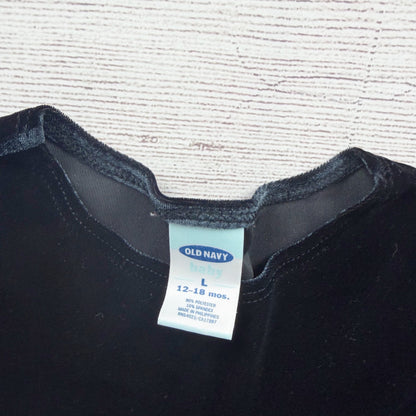 Vintage 2001 Old Navy Baby Girl Velvet Dress Black Holiday Party 12-18 Months