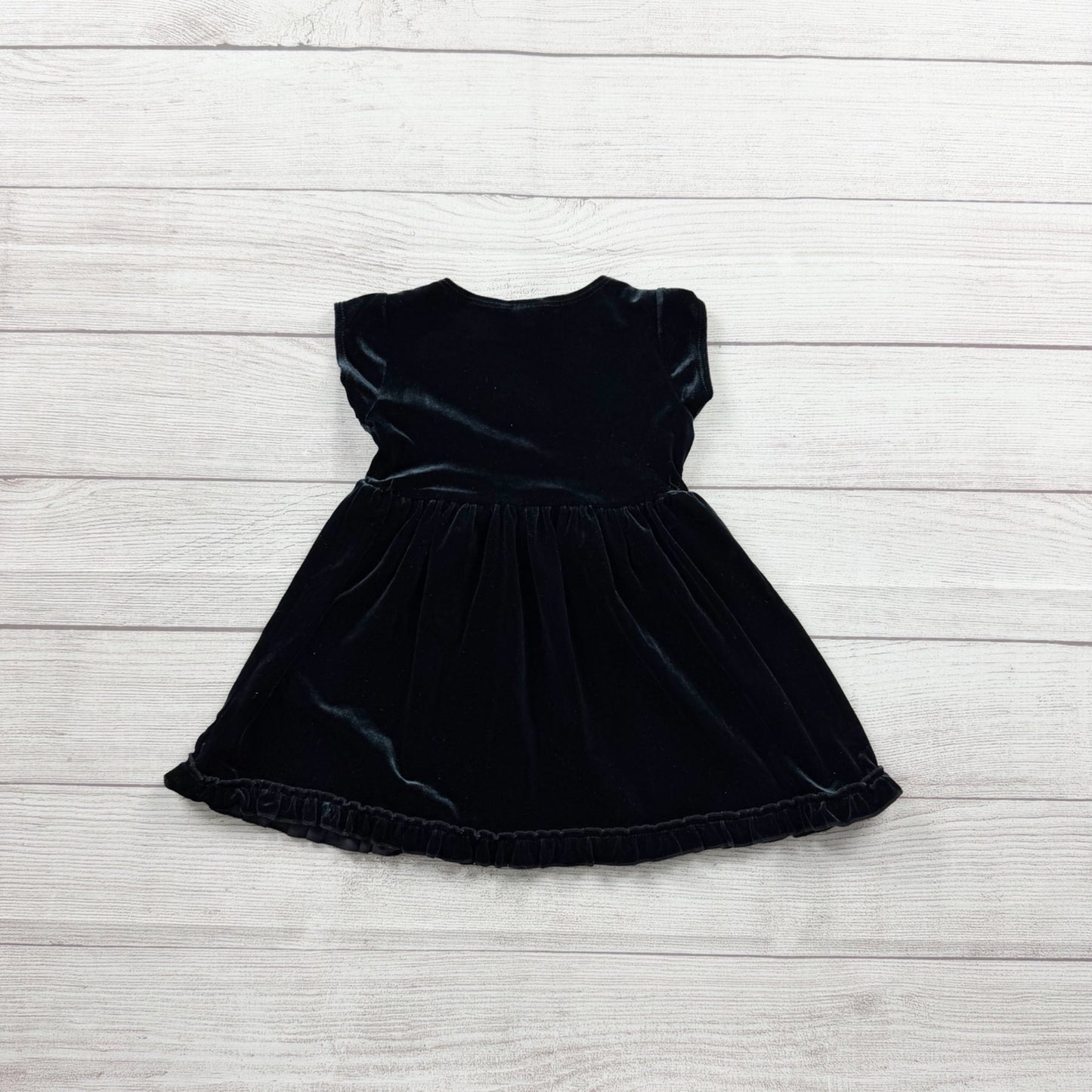Vintage 2001 Old Navy Baby Girl Velvet Dress Black Holiday Party 12-18 Months