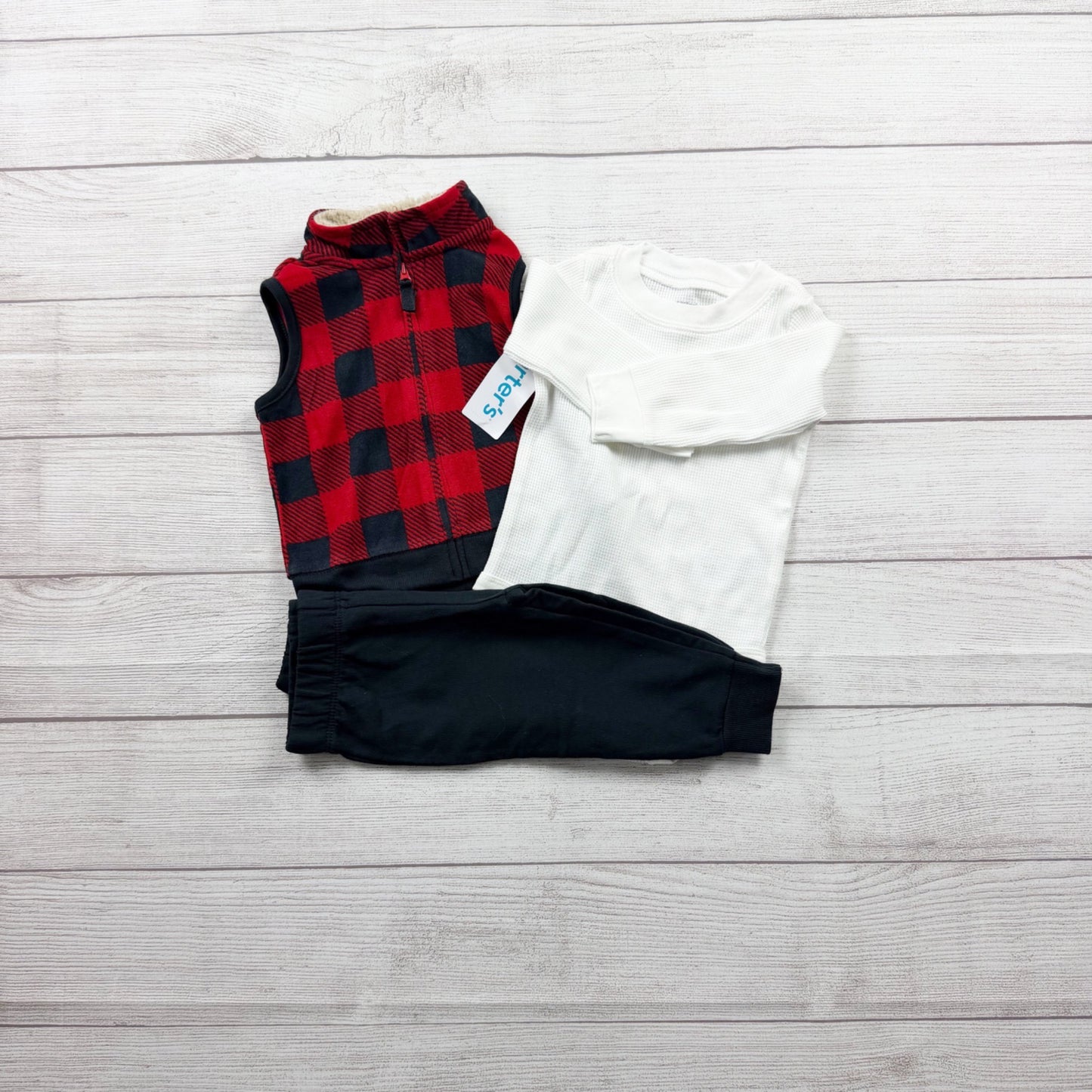 Carter’s 3 Piece Baby Outfit Set Buffalo Plaid Vest Bodysuit Pant NWT 6-9 Months