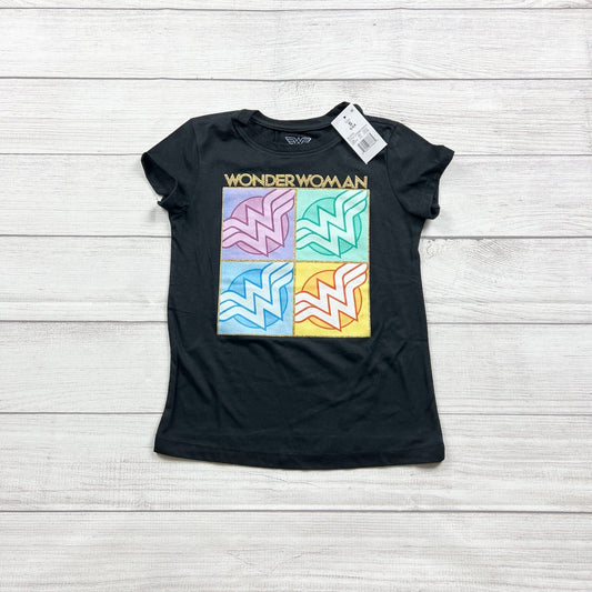 Wonder Woman Girls Graphic T-Shirt Black Multicolor Logo NWT S 6-6x