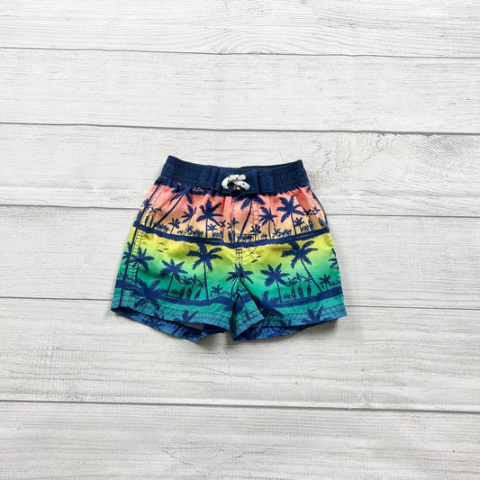OshKosh B’gosh Baby Boy Swim Trunks Palm Tree Sunset Print Board Shorts 6 Months