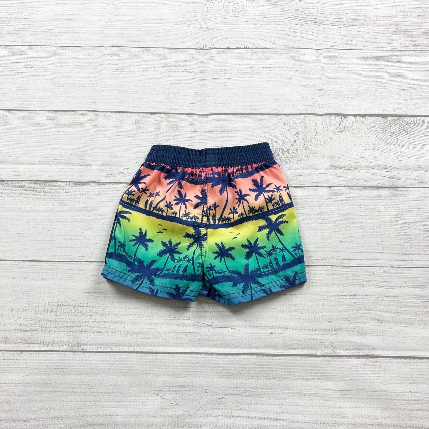 OshKosh B’gosh Baby Boy Swim Trunks Palm Tree Sunset Print Board Shorts 6 Months