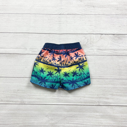 OshKosh B’gosh Baby Boy Swim Trunks Palm Tree Sunset Print Board Shorts 6 Months