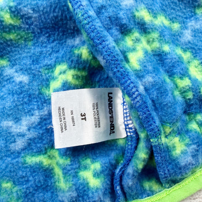 Lands’ End Toddler Fleece Jacket Hooded Full Zip Coat Green Camo Print 3T