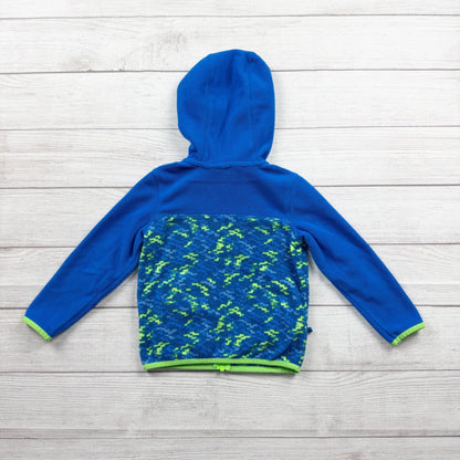 Lands’ End Toddler Fleece Jacket Hooded Full Zip Coat Green Camo Print 3T