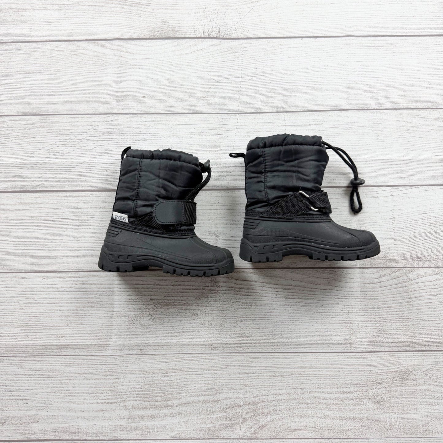 ZOOgs Toddler Winter Snow Boots Black Insulated Drawstring Waterproof 6