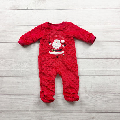 Baby Starters Red Textured Santa Footed Christmas Sleeper Outfit 3-6 Months