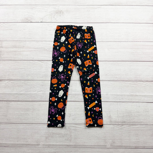 Cat & Jack Halloween Print Kids Leggings Black Glow Ghosts Candy XS 4-5