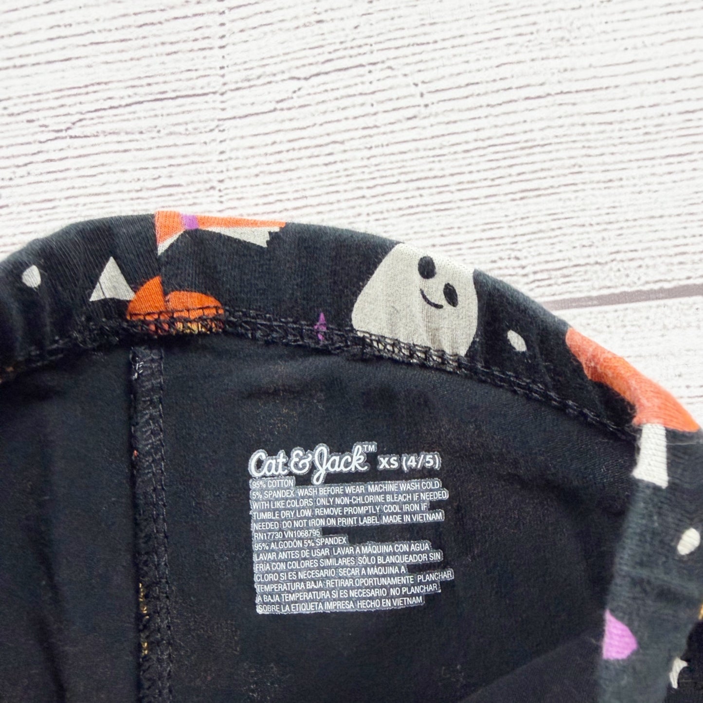 Cat & Jack Halloween Print Kids Leggings Black Glow Ghosts Candy XS 4-5
