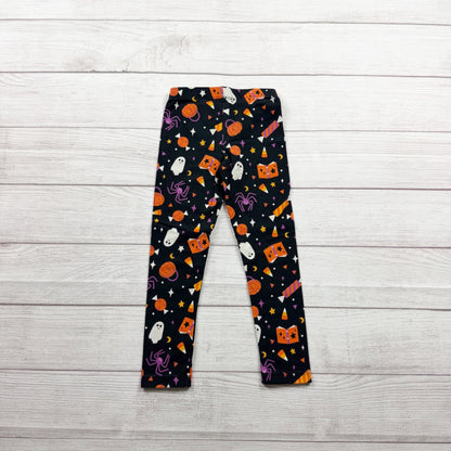 Cat & Jack Halloween Print Kids Leggings Black Glow Ghosts Candy XS 4-5