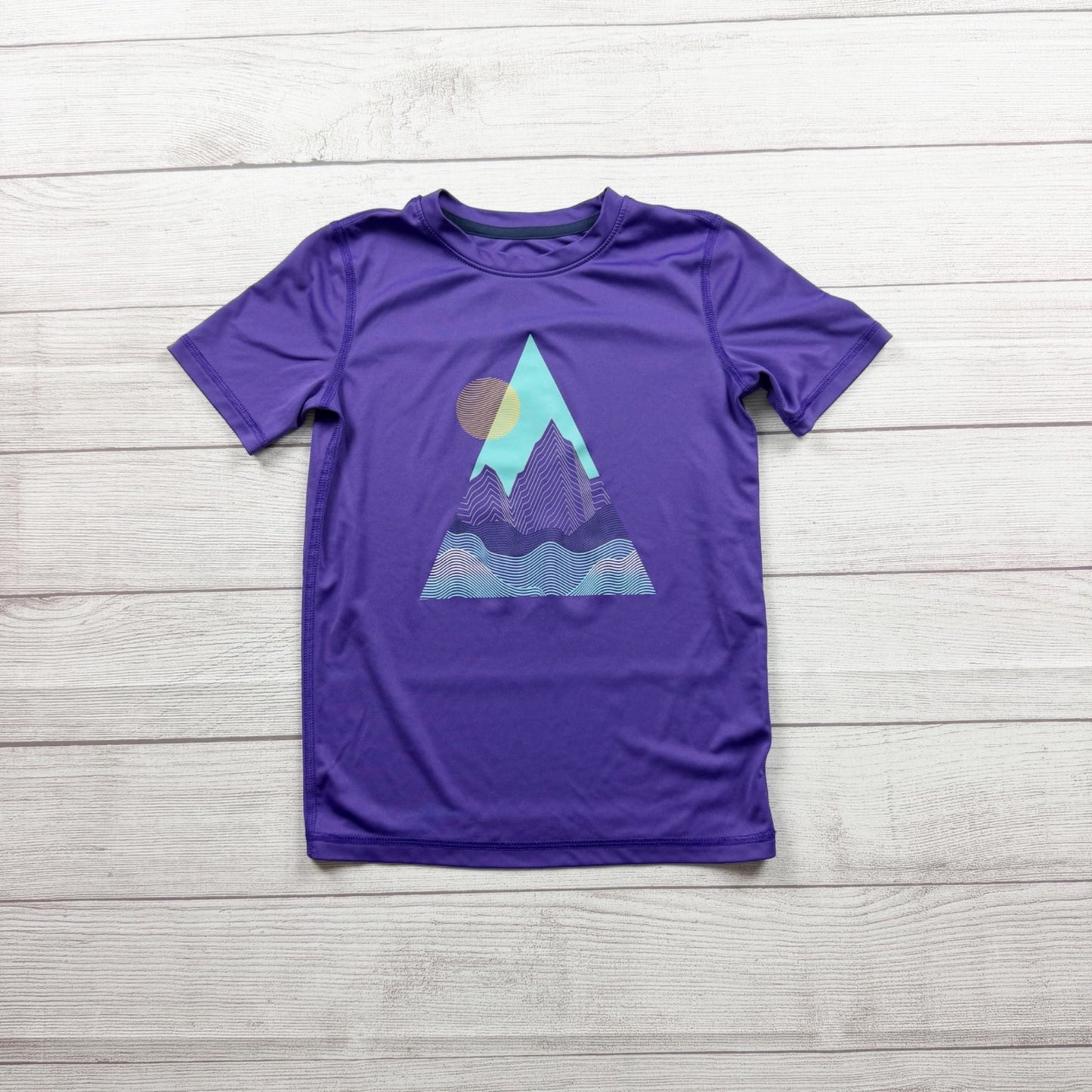 All In Motion Purple Short Sleeve Mountain Graphic Active T-Shirt S 6-7