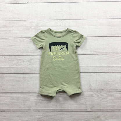 Cat & Jack Baby Romper So Franken Cute Graphic Green Short Sleeve 6-9 Months