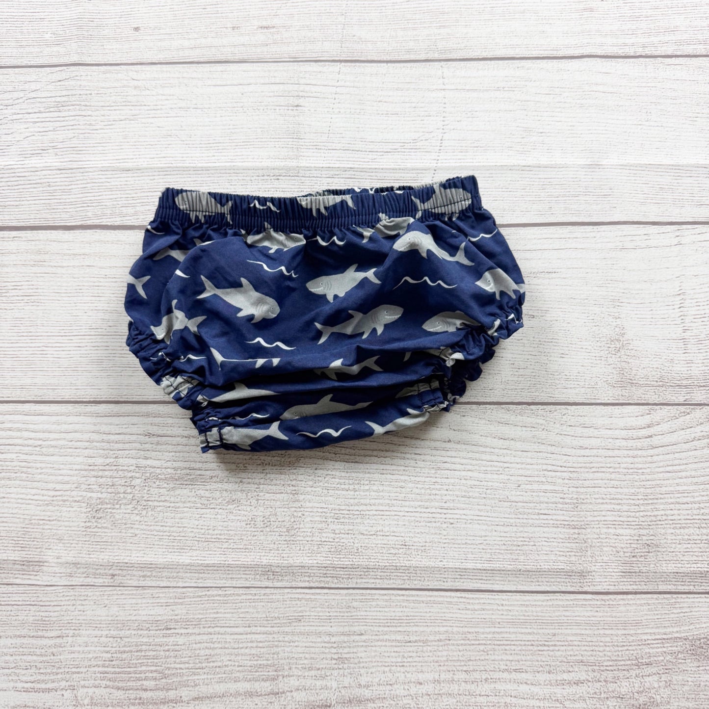 Pottery Barn Kids Shark Print Baby Swim Cover Blue Gray 6-12 Months