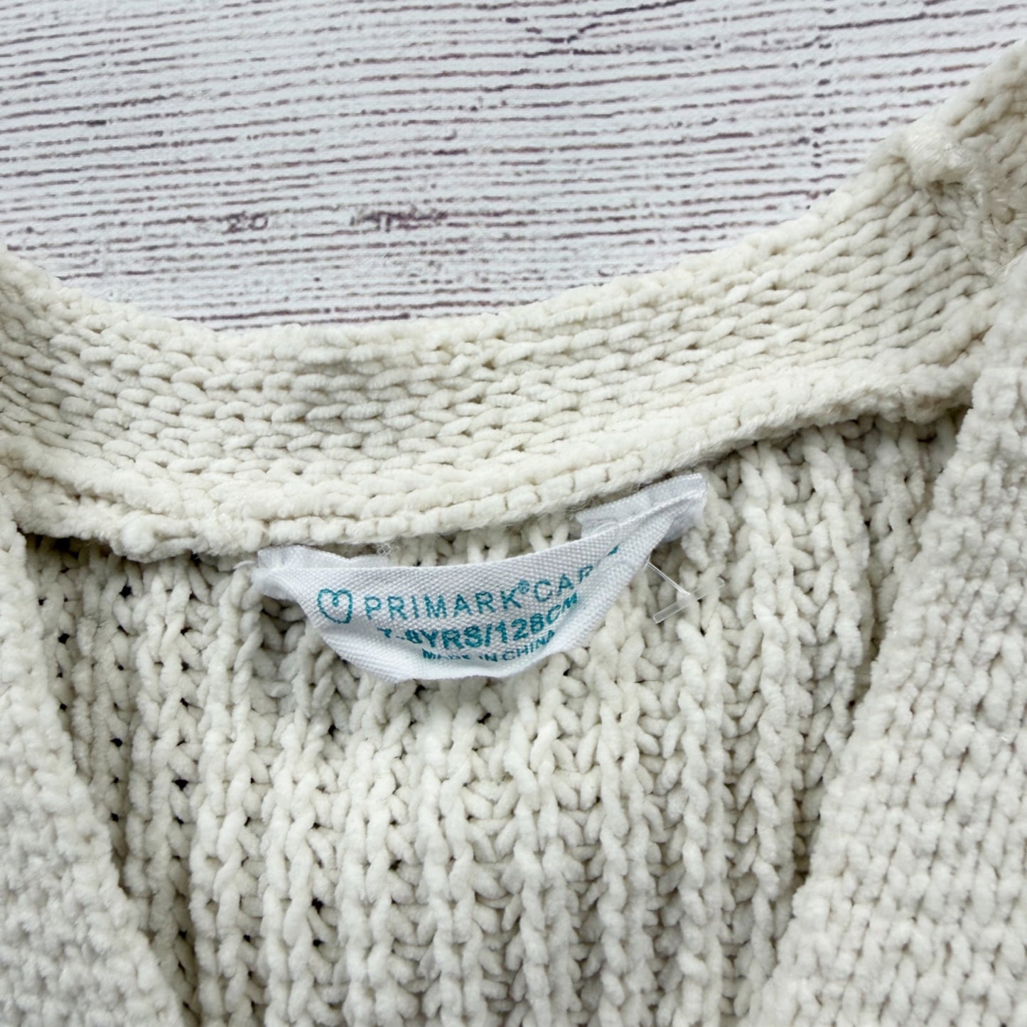 Primark Girls Knit Sweater Vest Cream Sunflower Embroidered Button Vest 7-8