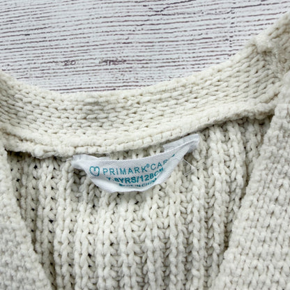 Primark Girls Knit Sweater Vest Cream Sunflower Embroidered Button Vest 7-8