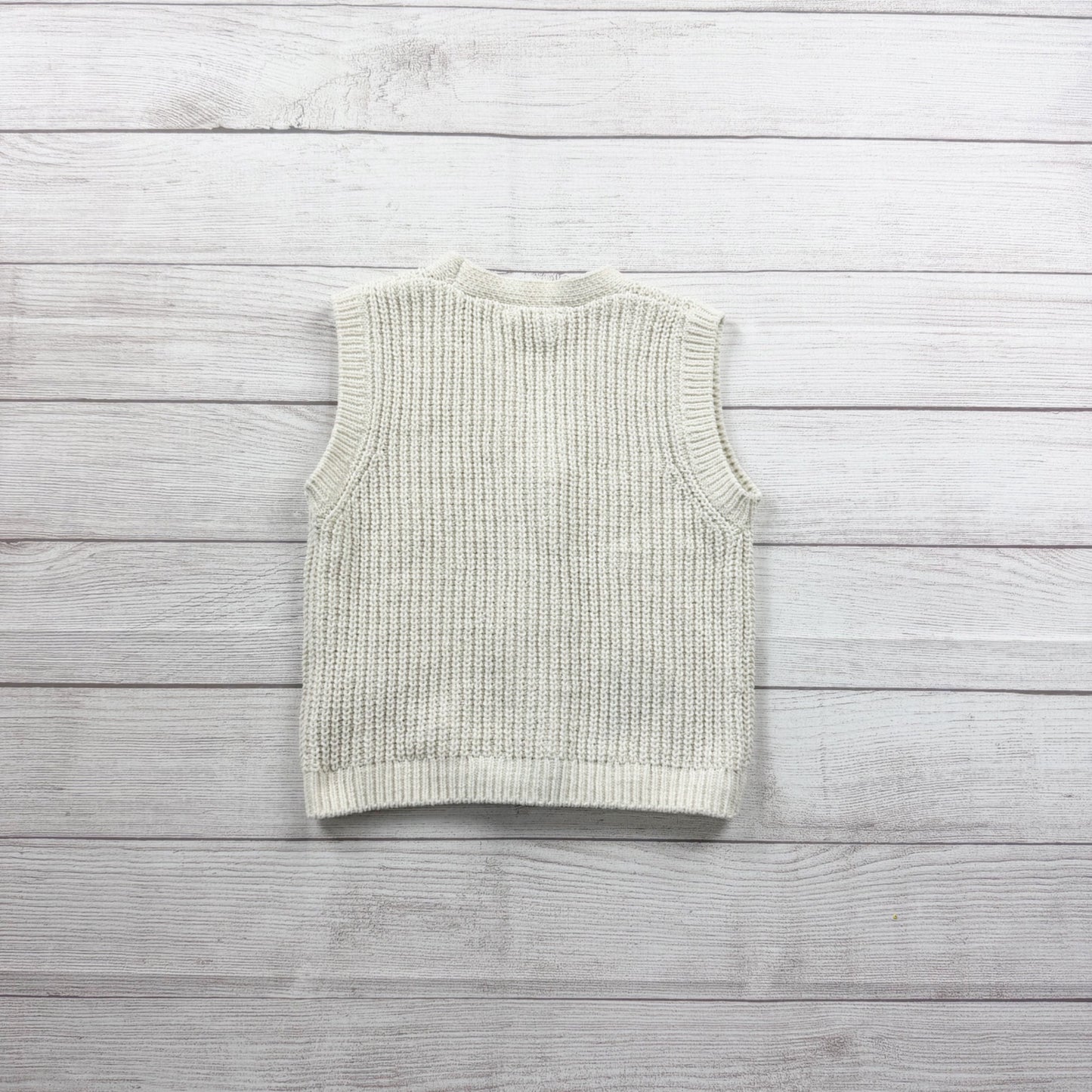 Primark Girls Knit Sweater Vest Cream Sunflower Embroidered Button Vest 7-8