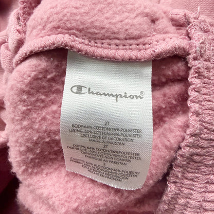 Champion Toddler Girls Pink Logo Hoodie Soft Comfortable Pullover Sweatshirt 2T