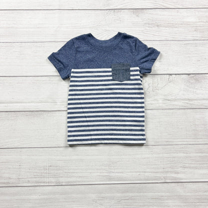 Cat & Jack Toddler Boy Blue Striped Pocket T-Shirt 18 Months