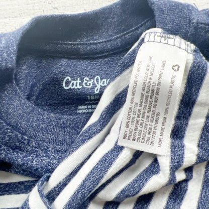 Cat & Jack Toddler Boy Blue Striped Pocket T-Shirt 18 Months