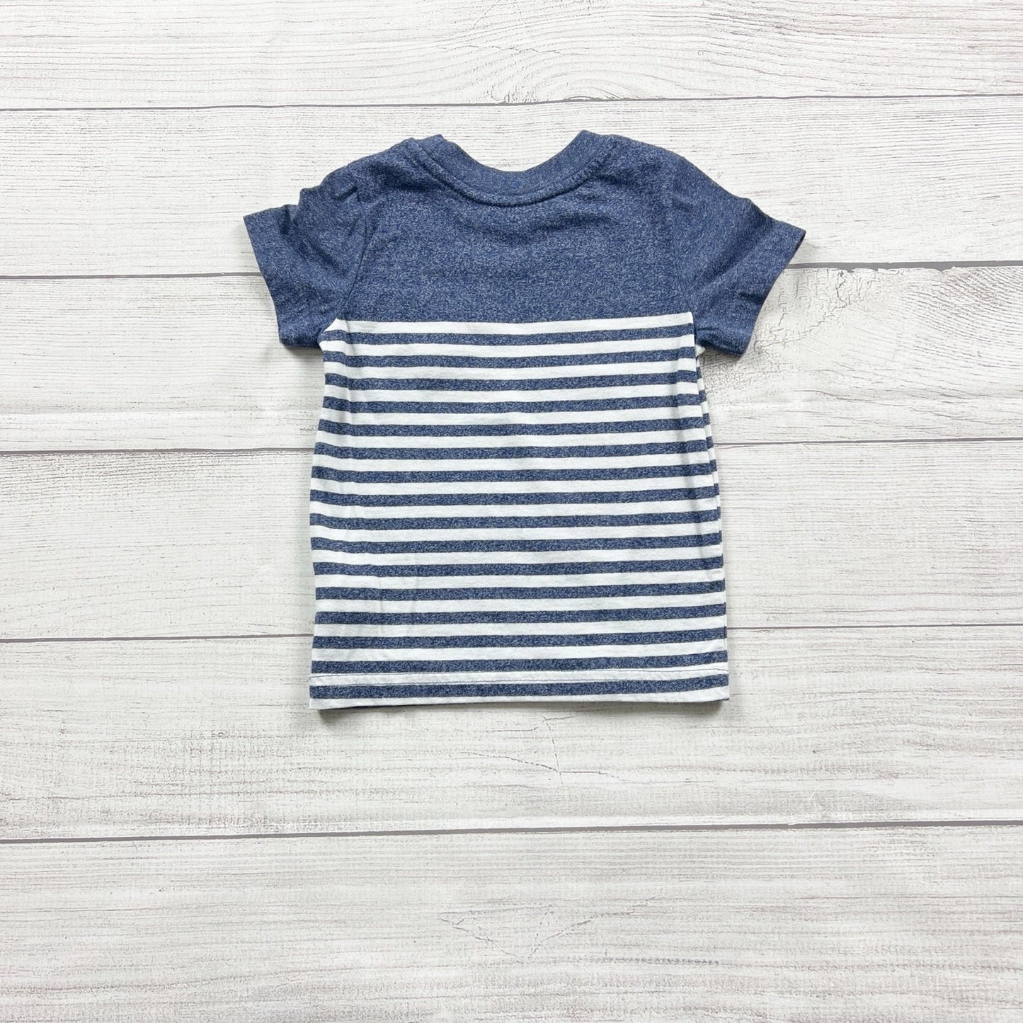 Cat & Jack Toddler Boy Blue Striped Pocket T-Shirt 18 Months