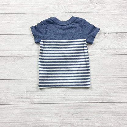 Cat & Jack Toddler Boy Blue Striped Pocket T-Shirt 18 Months