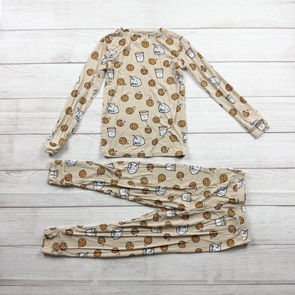 Brave Little Ones Milk & Cookies Bamboo Pajama Set Soft Snug Fit Beige 5T