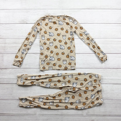 Brave Little Ones Milk & Cookies Bamboo Pajama Set Soft Snug Fit Beige 5T