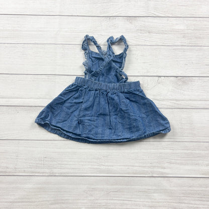 Cat & Jack Girls Denim Dress Blue Ruffle Strap Tank Pinafore 12-18 Months