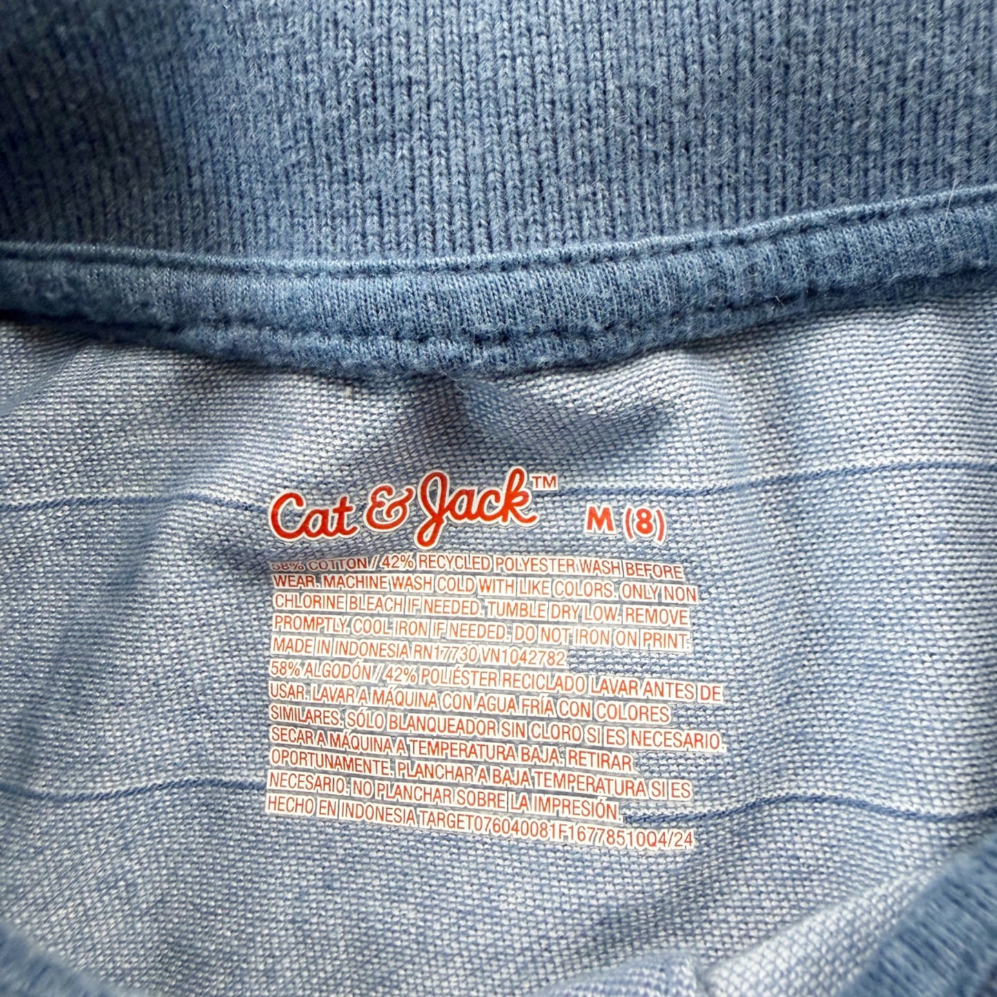 Cat & Jack Blue Striped Polo Shirt Short Sleeve Cotton Blend M 8
