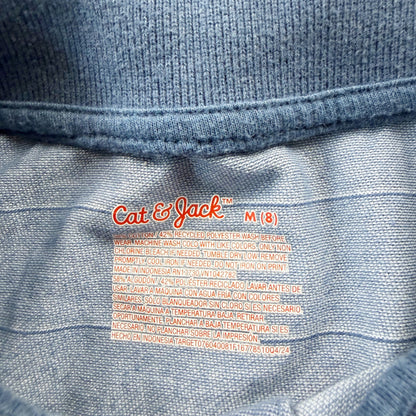 Cat & Jack Blue Striped Polo Shirt Short Sleeve Cotton Blend M 8