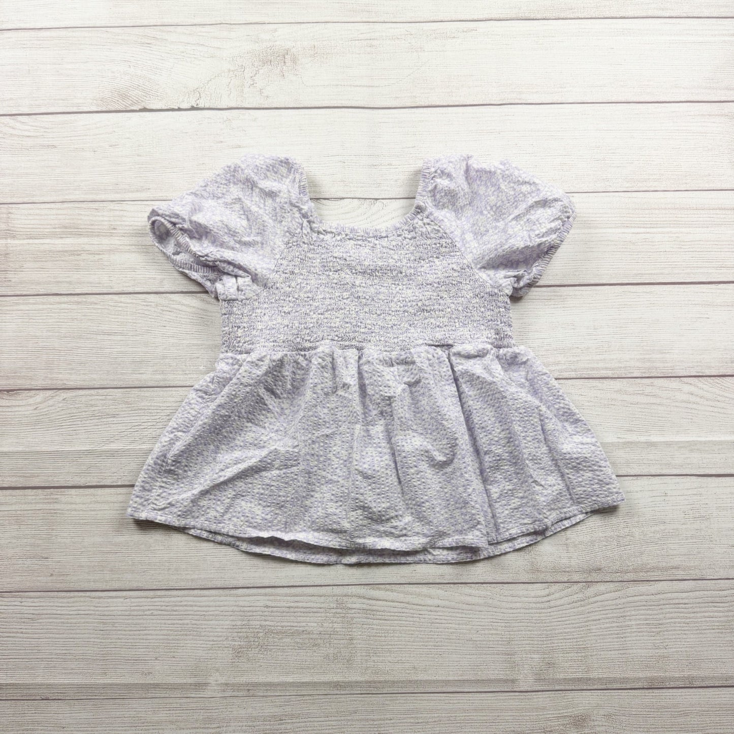 Cat & Jack Girls’ Smocked Purple Floral Short-Sleeve Peplum Top L 10-12