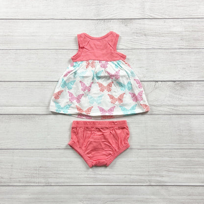 Koala Baby Girl 2 Piece Sleeveless Dress Bloomers Set Butterfly Print 0-3 Months