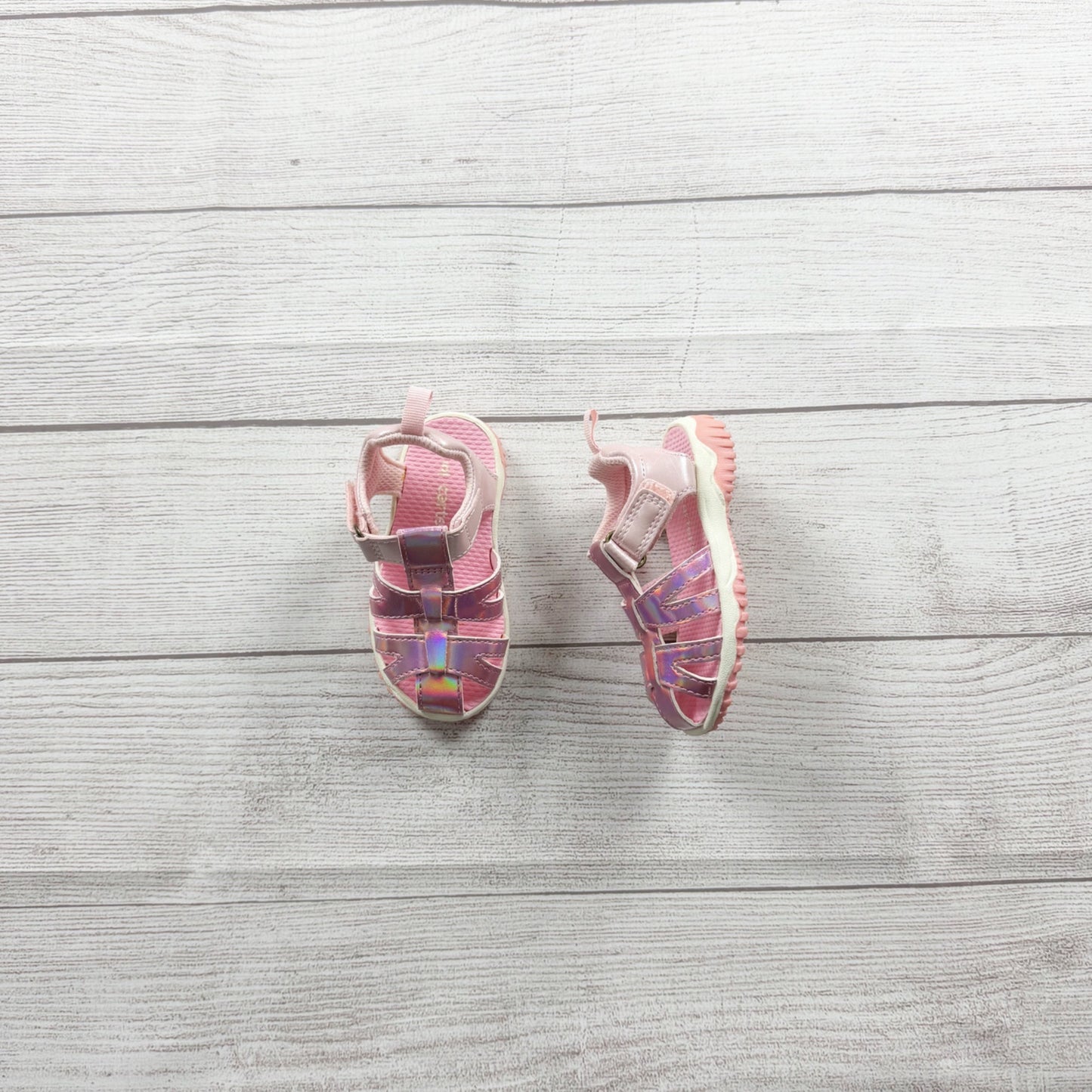 Carter’s Pink Iridescent Sandals Baby Toddler Girl Closed Toe Sandals Summer 5