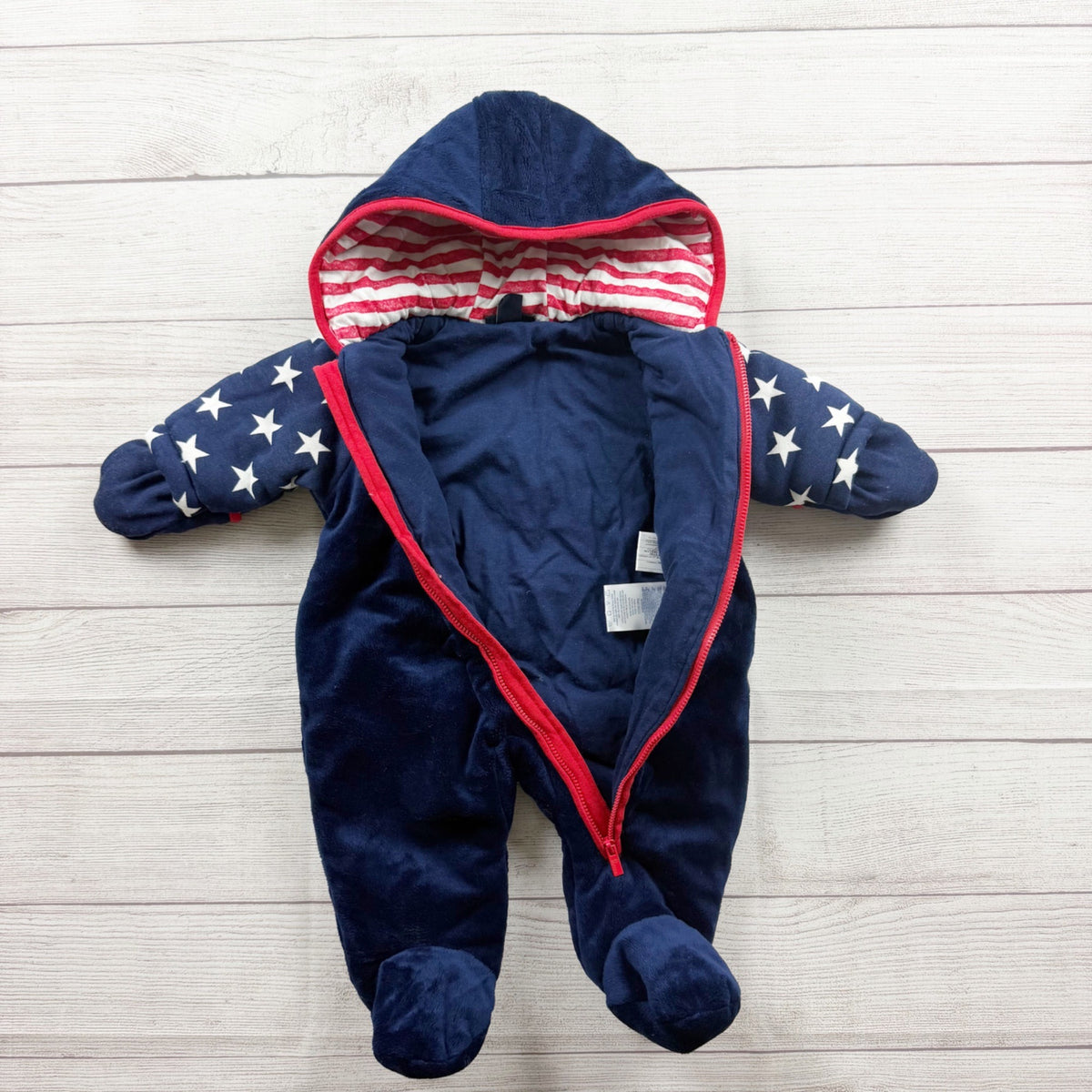 Tommy Hilfiger Baby Bunting Stars Stripes Hooded One Piece Navy 0-3 Months