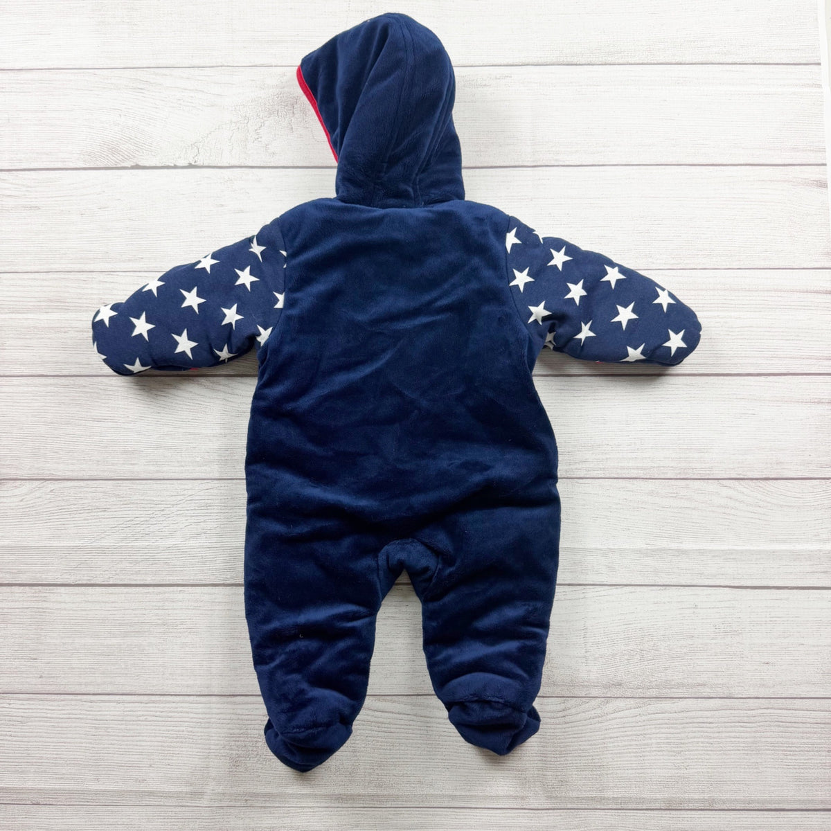 Tommy Hilfiger Baby Bunting Stars Stripes Hooded One Piece Navy 0-3 Months