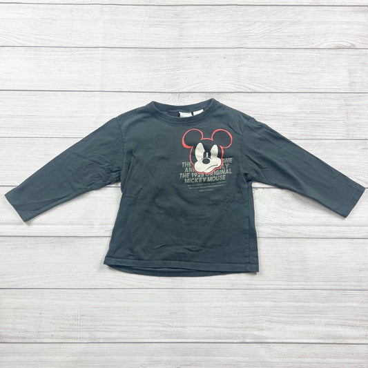 Zara Disney Mickey Mouse Long Sleeve Shirt Graphic Tee 3-4 Years