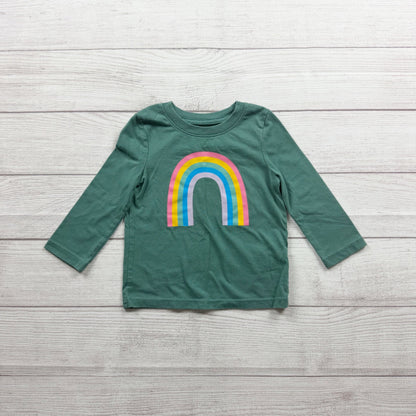 Cat & Jack Toddler Long Sleeve Tee Rainbow Graphic Green Soft Cotton Blend 2T