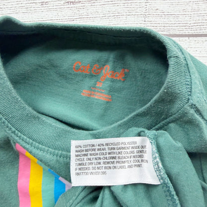 Cat & Jack Toddler Long Sleeve Tee Rainbow Graphic Green Soft Cotton Blend 2T