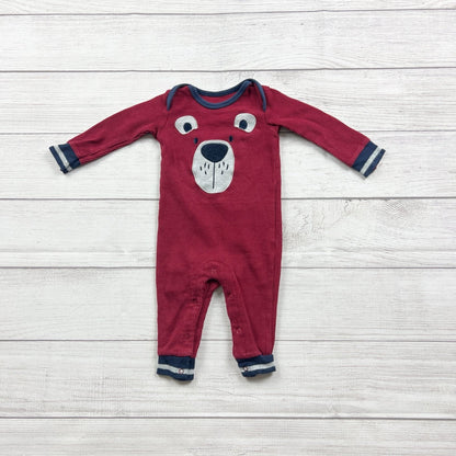 Petit Lem Baby Boy Waffle Knit Romper Bear Face One Piece “Beary Cool” 6 Months