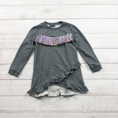 Andy & Evan Girls Sweatshirt Tunic Dress Gray Fringe Ruffle Hem 6